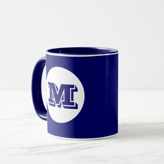 Royal Blue Monogram Custom Printed Coffee Mok (Voorkant links)
