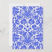 Royal Blue Monogram Damask Vrijgezellenfeest nodig Kaart (Achterkant)