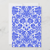 Royal Blue Monogram Damask Wedding Invitations Kaart (Achterkant)