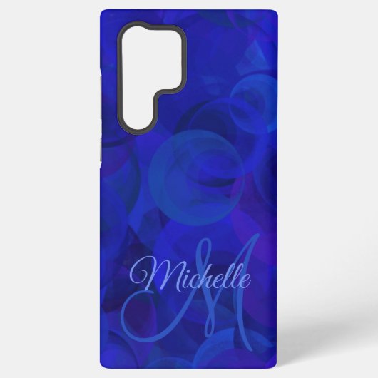 Royal Blue Monogram gepersonaliseerd Samsung Galaxy Hoesje (Achterkant)