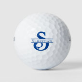 Royal Blue Monogram Initiaal en naam op maat Golfballen (Voorkant)