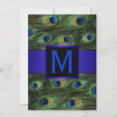 Royal Blue Monogram Peacock Kaart (Voorkant)
