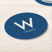 Royal Blue Monogram Persoonlijk Feest Ronde Kartonnen Onderzetter (Gebogen)