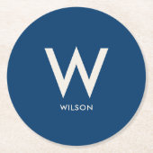 Royal Blue Monogram Persoonlijk Feest Ronde Kartonnen Onderzetter (Voorkant)