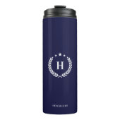 Royal Blue Monogram Stylish Modern Minimalist Thermosbeker (Voorkant)