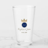 Royal Blue Monogram Wedding Glas (Voorkant)