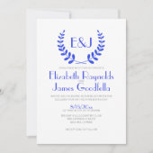 Royal Blue Monogram Wedding Invitations Kaart (Voorkant)