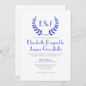 Royal Blue Monogram Wedding Invitations Kaart (Voorkant / Achterkant)