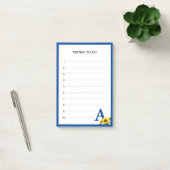 Royal Blue Monogram & Zonnebloemen Dingen om te Do Post-it® Notes (Kantoor)