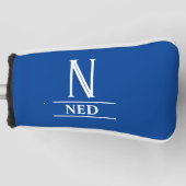 Royal Blue Monogrammed Putter Head Hoesje Golfheadcover (Voorkant)