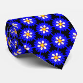 Royal Blue Morning Glory  Floral Pattern Stropdas (Opgerold)