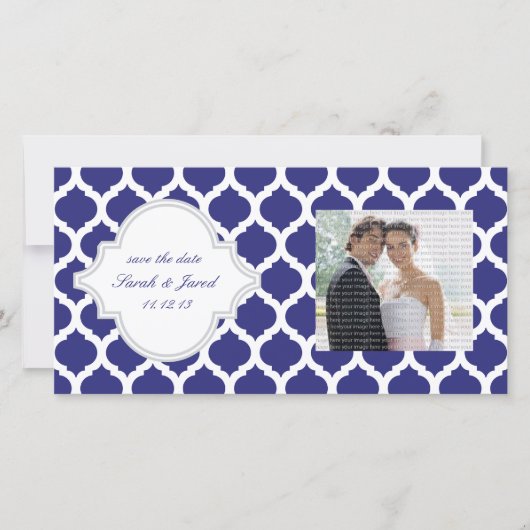 Royal Blue Moroccan Save the Date Photo Cards (Voorkant)