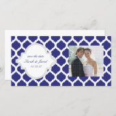 Royal Blue Moroccan Save the Date Photo Cards (Voorkant / Achterkant)