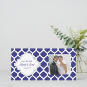 Royal Blue Moroccan Save the Date Photo Cards (Staand voorkant)