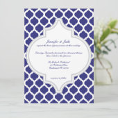 Royal Blue Moroccan Wedding Invitations Kaart (Staand voorkant)