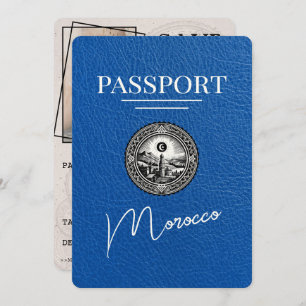 Royal Blue Morocco Passport Bewaar de datum Save The Date