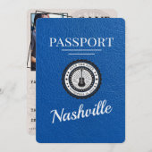 Royal Blue Nashville Passport Bewaar de datum Save The Date (Voorkant / Achterkant)