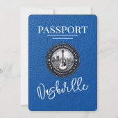 Royal Blue Nashville Passport Wedding Kaart (Achterkant)