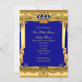 Royal Blue Navy Gold Crown Baby shower Kaart (Achterkant)