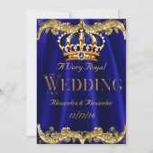 Royal Blue Navy Wedding Gold Crown 2 Kaart (Voorkant)