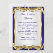 Royal Blue Navy Wedding Gold Crown 3 Kaart (Achterkant)