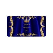 Royal Blue Navy Wedding Gold Crown Etiket (Voorkant)