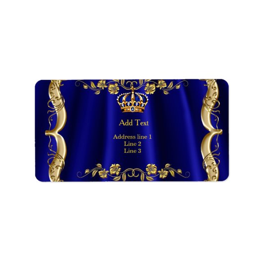 Royal Blue Navy Wedding Gold Crown Etiket (Voorkant)