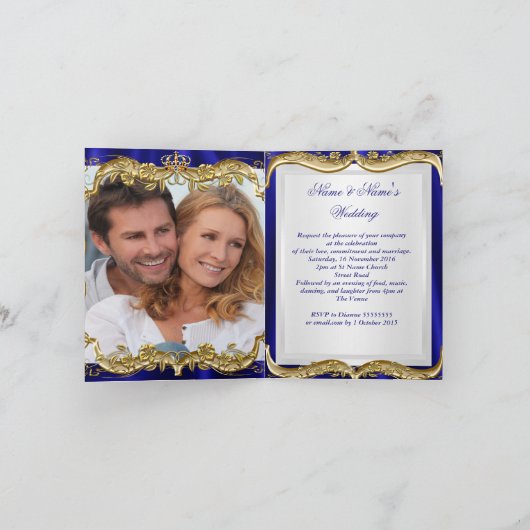 Royal Blue Navy Wedding Gold Crown Foto (Binnen)