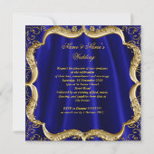 Royal Blue Navy Wedding Gold Crown Kaart (Achterkant)