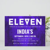 Royal Blue Neon 11e verjaardag Kaart (Staand voorkant)