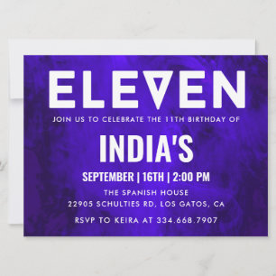 Royal Blue Neon 11e verjaardag Kaart