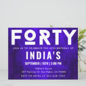 Royal Blue Neon 40e verjaardag Kaart (Staand voorkant)
