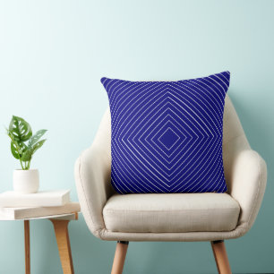 royal blue Nested Thin White Squares Tribal Kussen