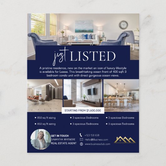 Royal Blue net genoteerd makelaar makelaar Flyer (Voorkant)