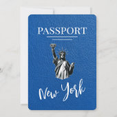 Royal Blue New York Passport Wedding Kaart (Achterkant)