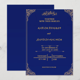 Royal Blue Nikah islamitische islamitische bruilof Kaart