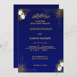 Royal Blue Nikah islamitische islamitische bruilof Kaart