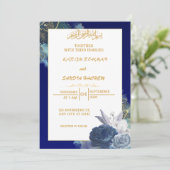Royal Blue Nikah islamitische islamitische bruilof Kaart (Staand voorkant)