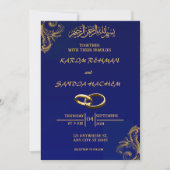 Royal Blue Nikah islamitische islamitische bruilof Kaart (Voorkant)