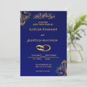 Royal Blue Nikah islamitische islamitische bruilof Kaart (Staand voorkant)