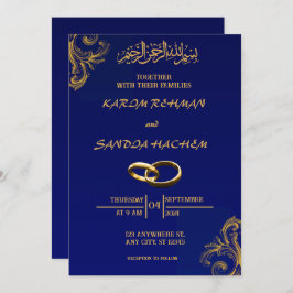 Royal Blue Nikah islamitische islamitische bruilof Kaart
