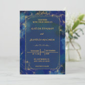 Royal Blue Nikah islamitische islamitische bruilof Kaart (Staand voorkant)