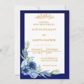 Royal Blue Nikah islamitische islamitische bruilof Kaart (Voorkant)