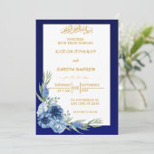 Royal Blue Nikah islamitische islamitische bruilof Kaart (Staand voorkant)