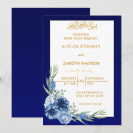 Royal Blue Nikah islamitische islamitische bruilof Kaart