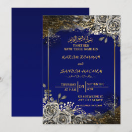 Royal Blue Nikah islamitische islamitische bruilof Kaart