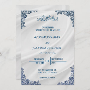 Royal Blue Nikah islamitische islamitische bruilof Kaart