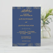 Royal Blue Nikah islamitische islamitische bruilof Kaart (Staand voorkant)