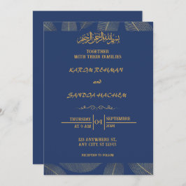 Royal Blue Nikah islamitische islamitische bruilof Kaart