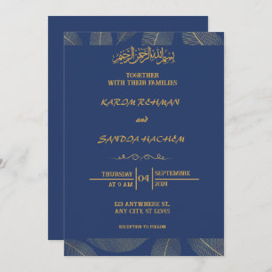 Royal Blue Nikah islamitische islamitische bruilof Kaart